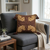 Hand Crafted Cushion Cover – Brown | 12"x12" | Poly Cotton | Embroidered Paisley Design