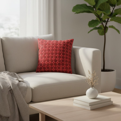 Handcrafted Red Cushion Cover – 12"x12", Premium Poly Cotton