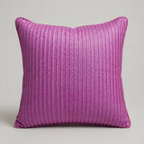Fabric Crafted Cushion Cover – Purple | 16"x16" | Poly Cotton Foam Fabric | Elegant Ribbed Texture Design