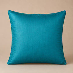 Machine Crafted Turquoise Cushion Cover – 12"x12" | Geometric Star Patchwork Embroidery | Premium Poly-Cotton Decorative Cushion Cover