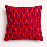 Hand Crafted Cushion Cover – Maroon | 16"x16" | Poly Cotton | Premium Beaded Embroidery Design