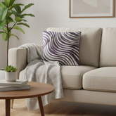 Fabric-Crafted Purple Cushion Cover – 16"x16" | Modern Wave-Pattern Design | Poly Cotton Foam