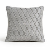 Fabric Crafted Cushion Cover – Beige Ivory | 16"x16" | Poly Cotton Fabric | Elegant Embossed Wavy Pattern Design