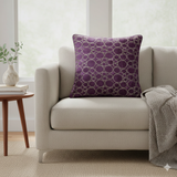 Machine-Crafted Deep Purple Cushion Cover – 16"x16" | Circular Embroidered Design | Premium Poly Channel Fabric