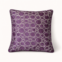 Machine-Crafted Deep Purple Cushion Cover – 16"x16" | Circular Embroidered Design | Premium Poly Channel Fabric