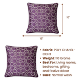 Machine-Crafted Deep Purple Cushion Cover – 16"x16" | Circular Embroidered Design | Premium Poly Channel Fabric