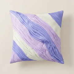 Fabric-Crafted Purple Cushion Cover – 16"x16" | Triple-Tone Pleated Waves | Premium Poly Cotton