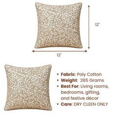 Handcrafted Cushion Cover – Cream | 12"x12" | Sequin Decorative Cushion Cover