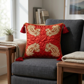 Hand Crafted Cushion Cover – Maroon | 12"x12" | Poly Cotton | Embroidered Paisley Design