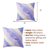 Fabric-Crafted Purple Cushion Cover – 16"x16" | Triple-Tone Pleated Waves | Premium Poly Cotton | Set of 2 pcs