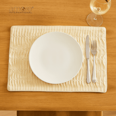 Set of - 4, 1 Pcs, Fabric Crafted Placemat – Cream, 13"x19"