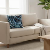 Fabric-Crafted Turquoise Cushion Cover – 16"x16" | Modern Wave-Pattern Design | Poly Cotton Foam