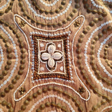 Hand Crafted Cushion Cover – Metallic | 12"x12" | Poly Cotton | Embroidered Geometric Tassel Design