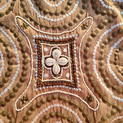 Hand Crafted Cushion Cover – Metallic | 12"x12" | Poly Cotton | Embroidered Geometric Tassel Design