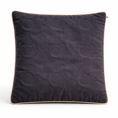 Hand Crafted Cushion Cover – Black | 16"x16" | Poly Cotton | Designer Ring Embellished Pattern