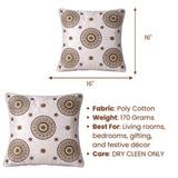 Hand Crafted Cushion Cover – White | 16"x16" | Poly Cotton Fabric | Embroidered Mandala Design