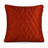 Fabric Crafted Cushion Cover – Brick | 16"x16" | Poly Cotton Fabric | Elegant Embossed Wavy Pattern Design