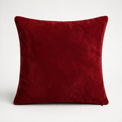 Hand Crafted Cushion Cover – Maroon | 16"x16" | Poly Cotton Fabric | Stone Work Floral Design