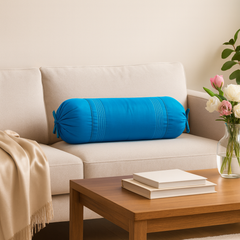 Fabric-Crafted Turquoise Blue Bolster Cover – 15"x32" | Soft Polyester | Drawstring Closure | Durable Everyday Comfort