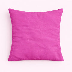 Hand Crafted Cushion Cover – Pink | 16"x16" | Poly Cotton | Embroidered Floral Design