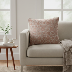 Machine-Crafted Camel Cushion Cover – 16"x16" | Circular Embroidered Design | Premium Poly Channel Fabric