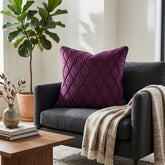 Fabric Crafted Cushion Cover – Mauve | 16"x16" | Poly Cotton Fabric | Elegant Embossed Wavy Pattern Design