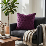 Fabric Crafted Cushion Cover – Mauve | 16"x16" | Poly Cotton Fabric | Elegant Embossed Wavy Pattern Design