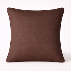 Handcrafted Brown Cushion Cover – 12"x12" | Linear Embroidered Design | Premium Poly Cotton