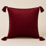 Handcrafted Cushion Cover – Red | 16"x16" | Traditional Embroidered Tassel Decorative Cushion Cover