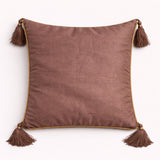 Hand Crafted Cushion Cover – Brown | 16"x16" | Poly Cotton | Embroidered Circle & Motif Design