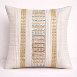 Hand Crafted Cushion Cover – Cream | 16"x16" | Poly Cotton | Textured Panel Design