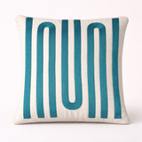 Handcrafted Green Cushion Cover – 12"x12" | Linear Embroidered Design | Premium Poly Cotton
