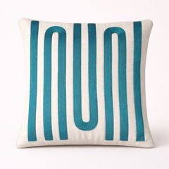 Handcrafted Green Cushion Cover – 12"x12" | Linear Embroidered Design | Premium Poly Cotton