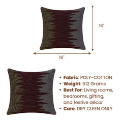 Handcrafted Cushion Cover – Brown | 16"x16" | Abstract Woven Decorative Cushion Cover