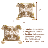 Hand Crafted Cushion Cover – Cream | 12"x12" | Poly Cotton | Embroidered Paisley Design