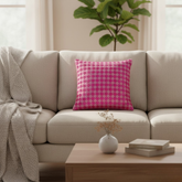 Handcrafted Pink Cushion Cover – 16"x16", Premium Poly Cotton