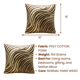 Fabric-Crafted Brown Cushion Cover – 16"x16" | Modern Wave-Pattern Design | Poly Cotton Foam |