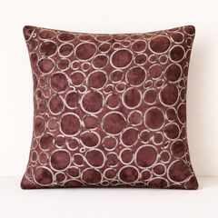 Machine-Crafted Dark Camel Cushion Cover – 16"x16" | Circular Embroidered Design | Premium Poly Channel Fabric