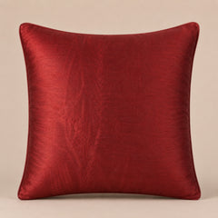 Machine Crafted Red Cushion Cover – 16"x16" | Geometric Star Patchwork Embroidery | Premium Poly-Cotton Decorative Cushion Cover