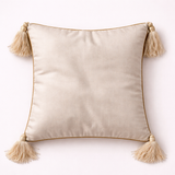 Hand Crafted Cushion Cover – Cream | 12"x12" | Poly Cotton | Embroidered Paisley Design