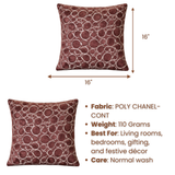 Machine-Crafted Dark Camel Cushion Cover – 16"x16" | Circular Embroidered Design | Premium Poly Channel Fabric