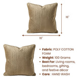 Fabric Crafted Cushion Cover – Bronze | 16"x16" | Poly Cotton Foam Fabric | Premium Ribbed Texture Design