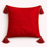 Hand Crafted Cushion Cover – Maroon | 16"x16" | Poly Cotton | Embroidered Circle & Motif Design