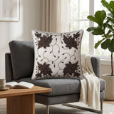 Handcrafted Cushion Cover – Cream | 16"x16" | Floral Embroidered Decorative Cushion Cover