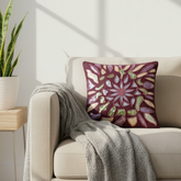 Handcrafted Purple Cushion Cover – 12"x12" | Artistic Multi-Color Embroidered Floral Design | Premium Poly Cotton