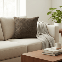 Handcrafted Brown Cushion Cover – 16"x16", Premium Poly Cotton