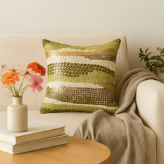 Handcrafted Beige Cushion Cover – 12"x12"