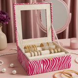 Luxury Bangle Storage Box with Mirror – Velvet Jewellery Organizer (30.48 × 30.48 × 12.70 cm)