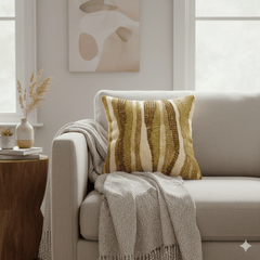 Handcrafted Beige Cushion Cover – 16"x16"