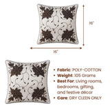 Handcrafted Cushion Cover – Cream | 16"x16" | Floral Embroidered Decorative Cushion Cover